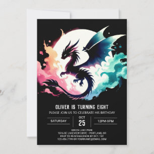 Invitation Charming Dragon Anniversaire modifiable