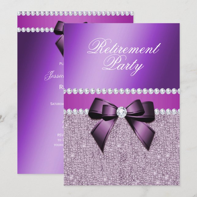 Invitation Charming Elegant Purple RetiParty (Devant / Derrière)