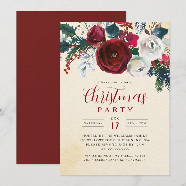 Invitation Charming Festive Foliage Christmas Party   (Devant / Derrière)