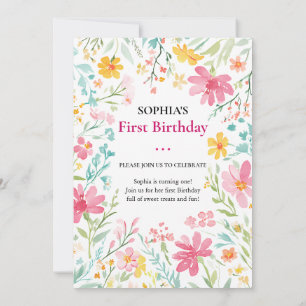Invitation Charming Floral Premier anniversaire