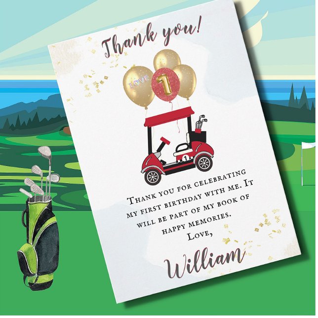 Invitation Charming Golf Panier Premier anniversaire Boy Merc (Créateur téléchargé)