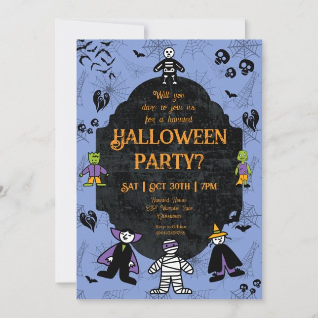 Invitation Charming Halloween Characters Party (Devant)