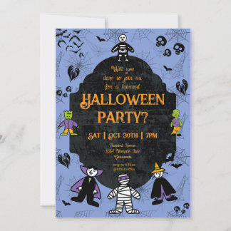 Invitation Charming Halloween Characters Party