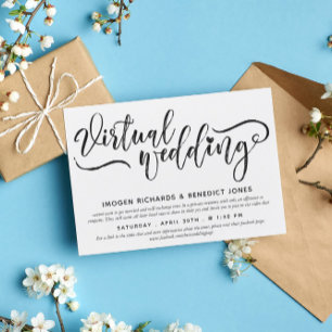Invitation Charming Heart Brush Script Mariage virtuel