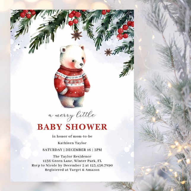 Invitation Charming mignonne Penguin Baby shower de Noël d'hi (Créateur téléchargé)
