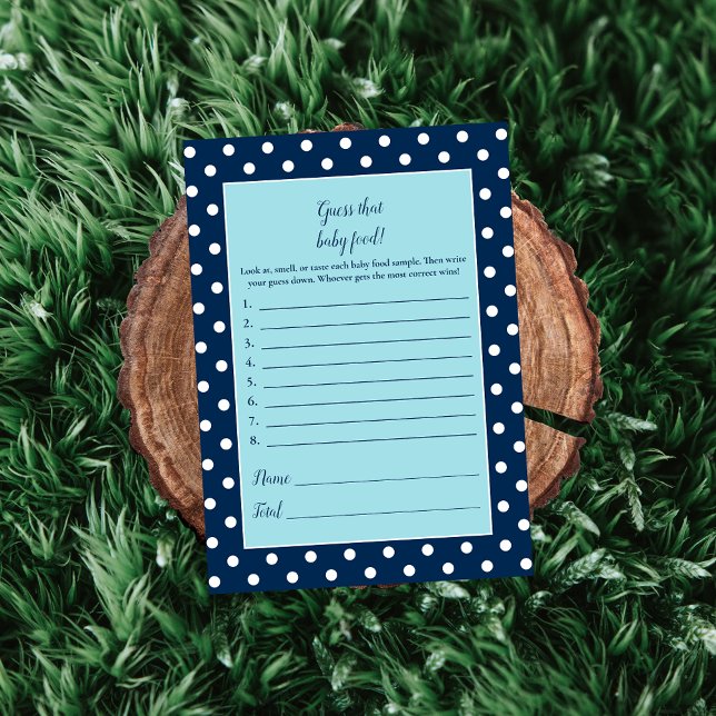 Invitation Charming Navy Blue Bow Devine Que Baby Food Game (Créateur téléchargé)