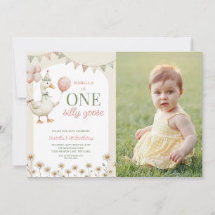 Invitation Charming One Silly Goose 1st Birday Party Photo