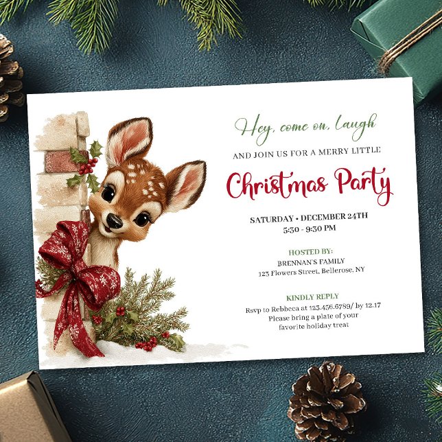Invitation Charming peeking reindeer editable invite download (Charming peeking reindeer editable invite download)