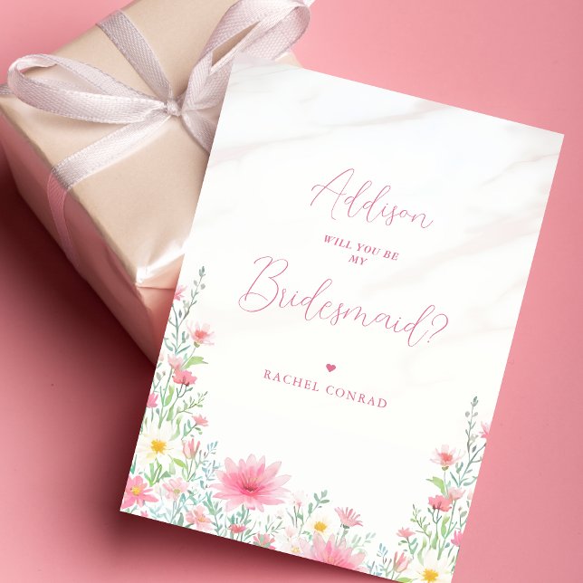 Invitation Charming Pink Shades Wildflowers Bridesmaid (Charming Delicate Pink Shades Wildflowers Bridesmaid Proposal Card. )