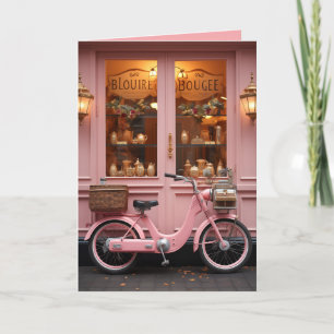 Invitation Charming Pink Storfront avec Vintage Moped