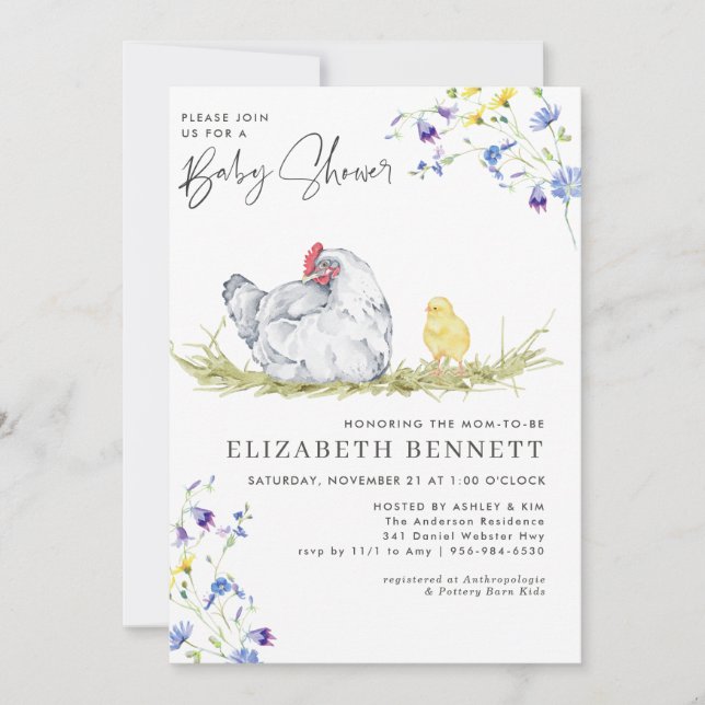 Invitation Charming Rustic Farmhouse | Chicken Baby 