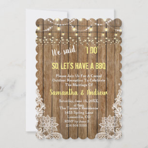 Invitation Charming Rustic Lace String Lights I DO BBQ Invita