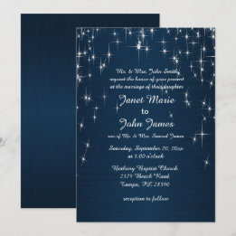 Invitation Charming Star Struck Mariage | bleu marine