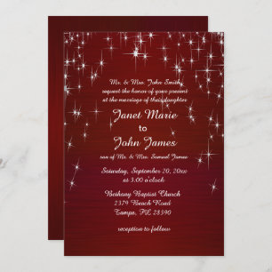 Invitation Charming Star Struck Mariage   Rouge Bourgogne