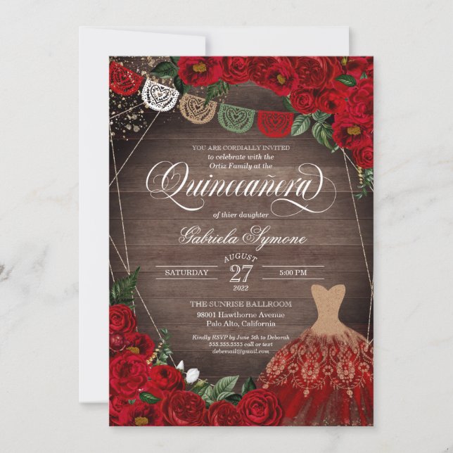 Invitation Charra Roses Rustiques Roses Parties scintillant R (Devant)