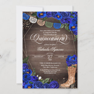 Invitation Charra Russe pousses de fille en bois bleu Rose Qu