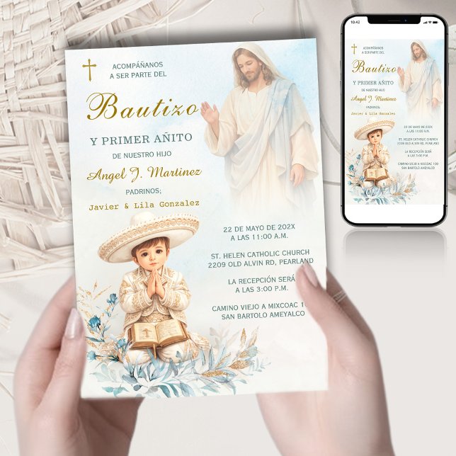 Invitation Charro Bautizo Y Primer Añito Niño (Créateur téléchargé)