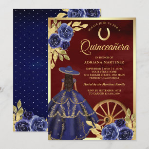 Invitation Charro Burugundy Quinceanera