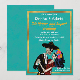 Invitation Charro Catrina Crânes à sucre Danser Mariage Turqu