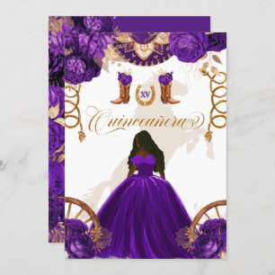 Invitation Charro Occidental Violet 2 faces Quinceanera Inv