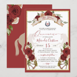 Invitation Charro Ouest Roses rouges Chevaux floraux Quincean