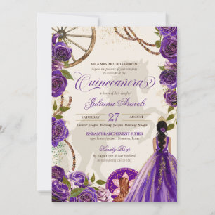 Invitation Charro Quinceanera, Ranch occidental Rose violet