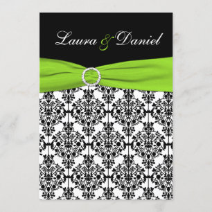 Invitation Chartreuse, blanche, noire de mariage