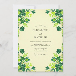 Invitation Chartreuse de beurre Mariage Trèfle Eucalyptus