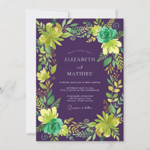 Invitation Chartreuse de mariage au feuillage de eucalyptus p
