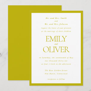 Invitation Chartreuse Élégant Mariage Classique Parents Hôtes