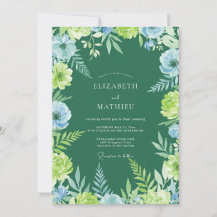 Invitation Chartreuse feuillage azur Eucalyptus Mariage