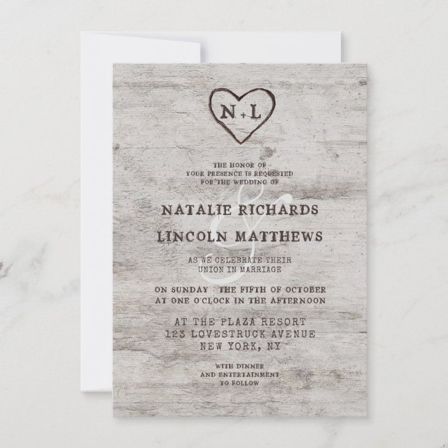 Invitation Chartreuse sculptée Mariage de bois de bouleau rus (Devant)