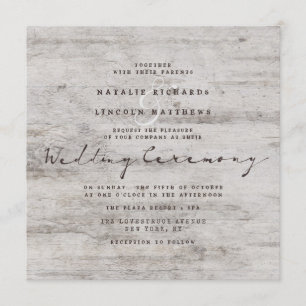 Invitation Chartreuse sculptée Rustic Birch Mariage Carré