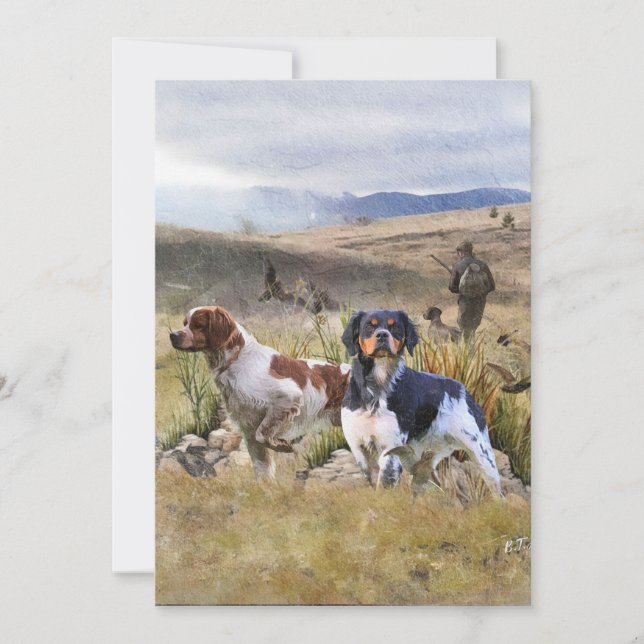 Invitation Chasse à la caille avec un Espagnol breton, Art (Devant)