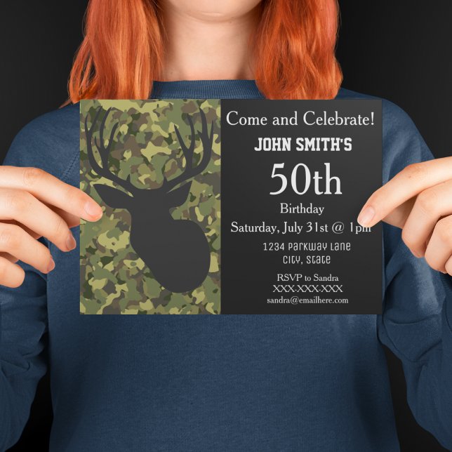 Invitation Chasse Anniversaire aux cerfs adultes robustes (Créateur téléchargé)