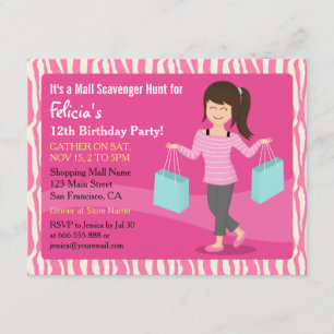 Invitation Chasse au trésor d'anniversaire en centre commerci