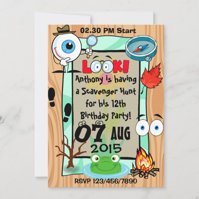 Invitation Chasse au trésor Fête des enfants à thème (Devant)