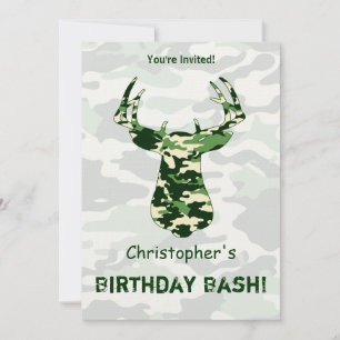 Invitation Chasse aux cerfs Camo Buck