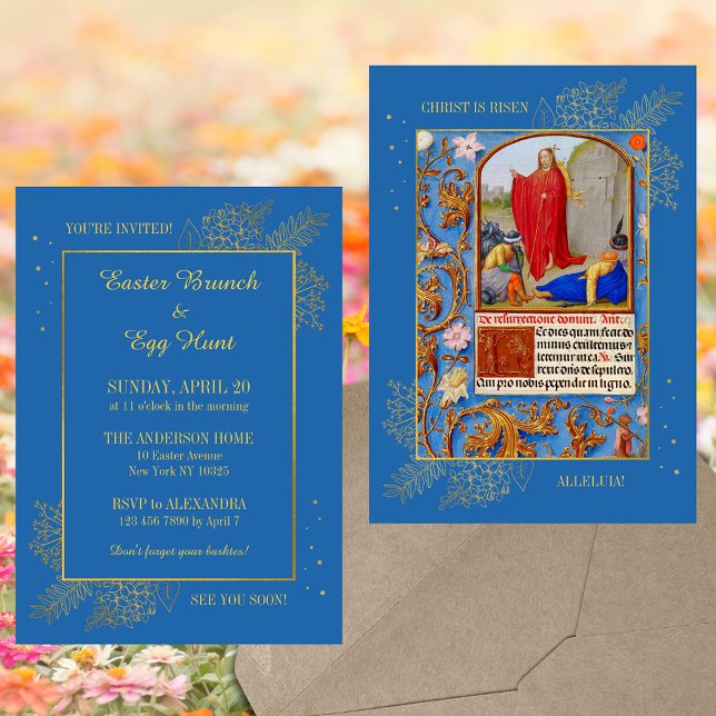 Invitation Chasse aux oeufs de Brunch de Pâques (Religious Christian Catholic Medieval Manuscript Resurrection Easter Brunch Egg Hunt Invitation)