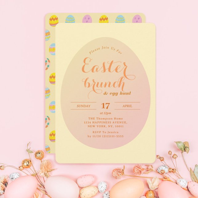 Invitation Chasse aux oeufs de Brunch de Pâques douce Jaune (Créateur téléchargé)