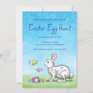 Invitation Chasse aux oeufs de lapin de Pâques
