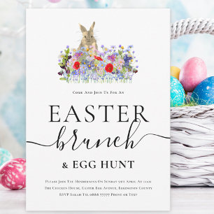 Invitation Chasse aux œufs de Pâques avec lapin de Pâques et