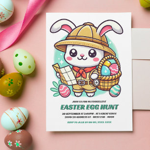 Invitation Chasse aux œufs de Pâques avec un lapin mignon exp