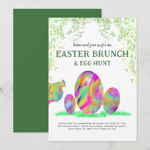 Invitation Chasse aux oeufs de Pâques Brunch Aquarelle mignon