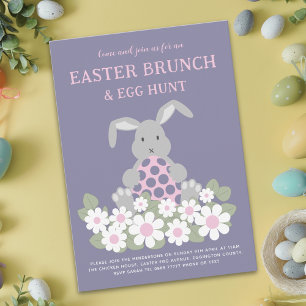Invitation Chasse aux œufs de Pâques Brunch printanier Lapin