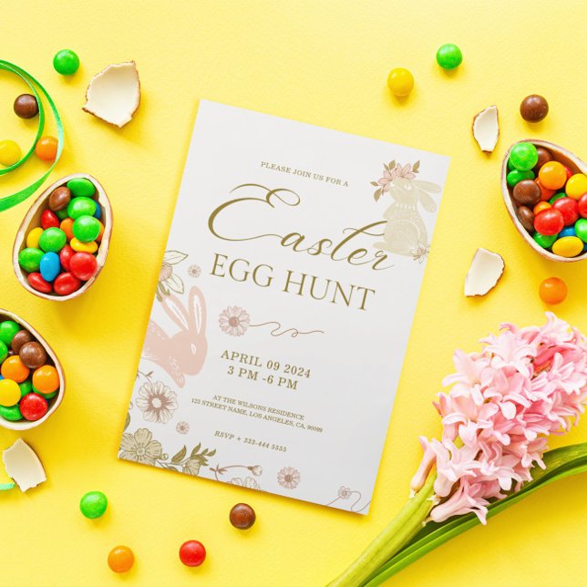 Invitation Chasse aux oeufs de Pâques Cute Bunnies et cadre d (Créateur téléchargé)