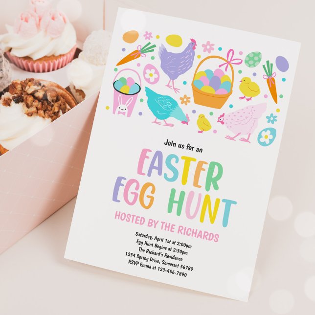 Invitation Chasse aux oeufs de Pâques Evénement aux oeufs de  (Créateur téléchargé)