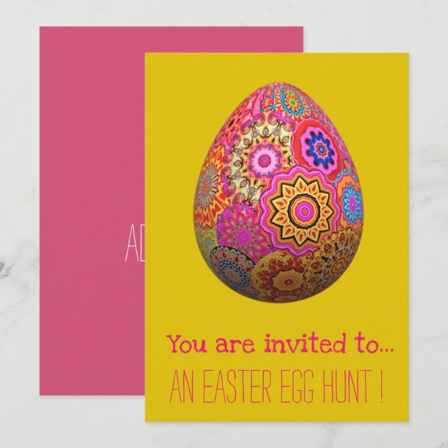 Invitation Chasse aux oeufs de Pâques Fête de Pâques poule de (Devant / Derrière)