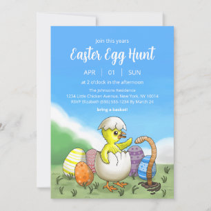 Invitation Chasse aux oeufs de poulet de Pâques