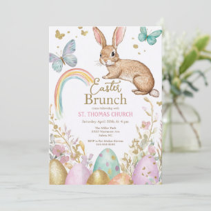 Invitation Chasse aux œufs du brunch de Pâques fête du lapin 